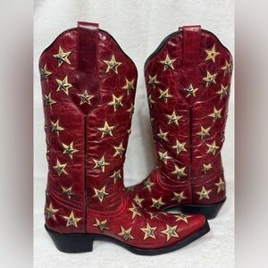 BLACK STAR WESTERN COUNTRY STYLE WOMEN'S MARFA - RED/BONE SIZE 8M